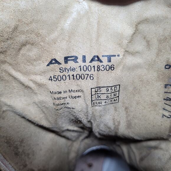 Ariat Boots Mens 9.5D Brown Leather Mesteno Western Cowboy Square Toe 10018306 - Picture 12 of 14